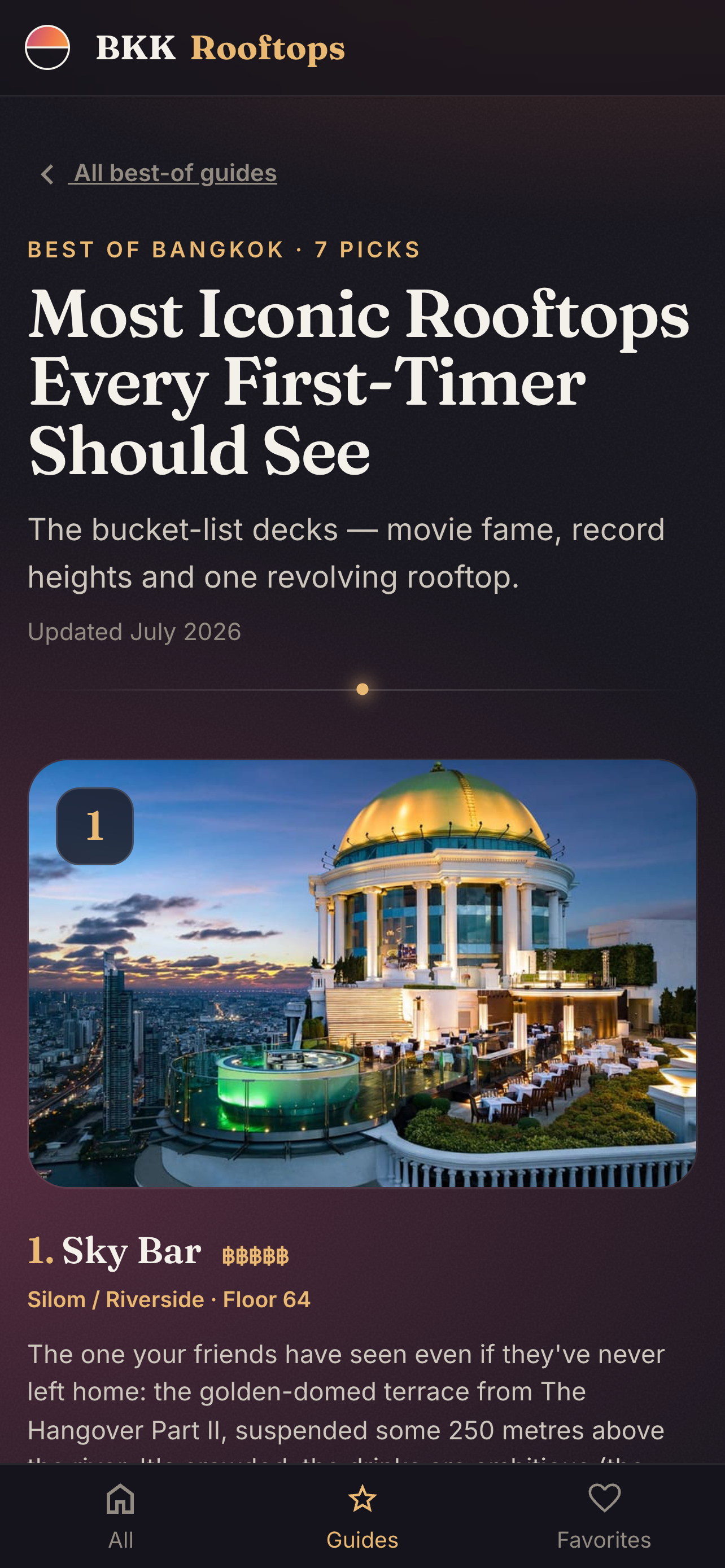 Best-of guide screen ranking the most iconic Bangkok rooftops