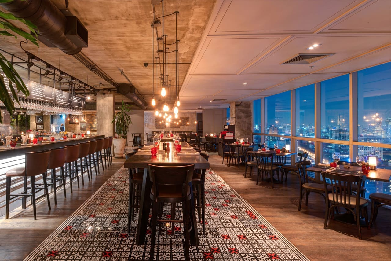 Scarlett Wine Bar & Restaurant rooftop in Silom, Bangkok